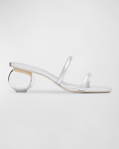 Shop Cult Gaia Leora Metallic Dual-band Slide Sandals In Silver
