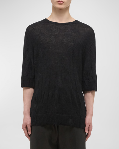 Shop Helmut Lang Men's Crushed Knit T-shirt In Black