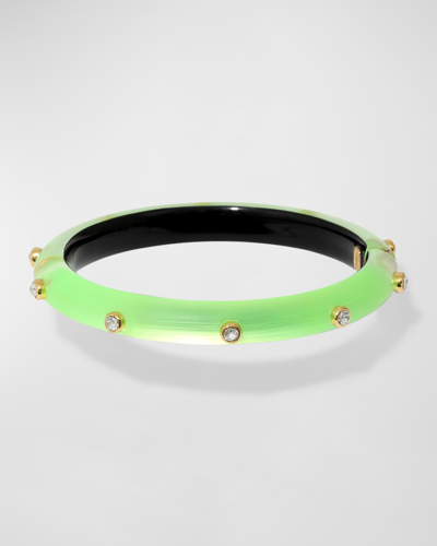 Shop Alexis Bittar Crystal Studded Hinge Bracelet In Neon Green