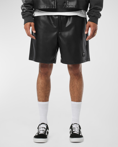 Shop Hudson Men's Vegan Leather Drawstring Shorts In Black