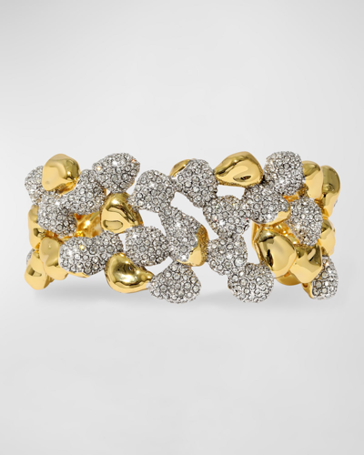 Shop Alexis Bittar Solanales Crystal Pebble Wide Cuff Bracelet In Crystals