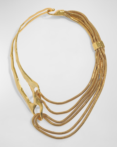 Shop Alexis Bittar Molten Gold Intertwined Snake Chain Necklace In No Stones