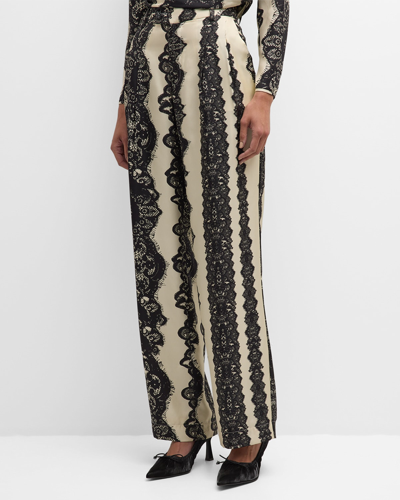 Shop Libertine Venetian Lace Baggy Trousers In Blkiv