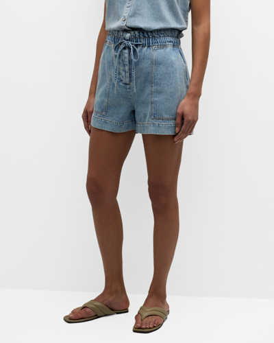 Shop Rails Foster Denim Paperbag Shorts In Faded Indigo