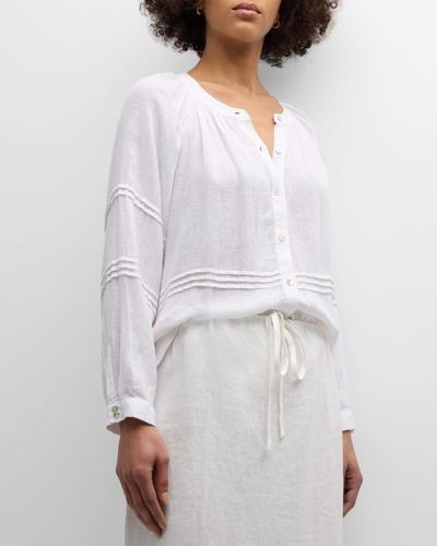 Shop Rails Frances Linen-blend Blouse In White