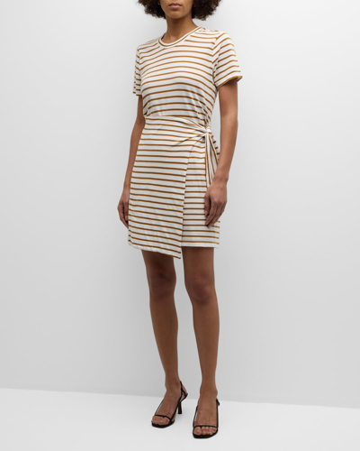 Shop Rails Edie Striped Wrap Mini Dress In Carmel Stripe