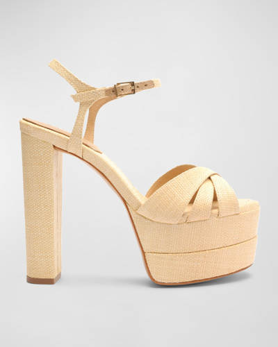 Shop Schutz Keefa Ankle-strap Platform Sandals In Natural