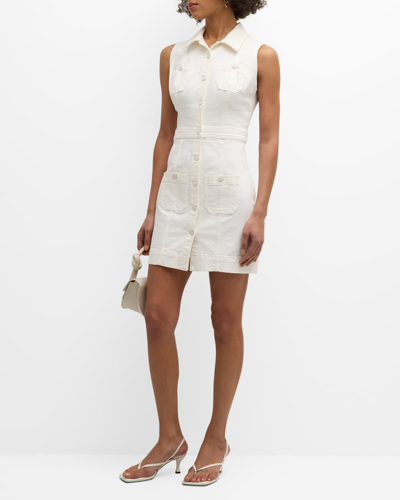 Shop Ramy Brook Katalina Button-front Denim Mini Dress In White