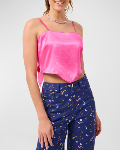 Shop Terez Silky Cropped Scarf Tank Top In Pink