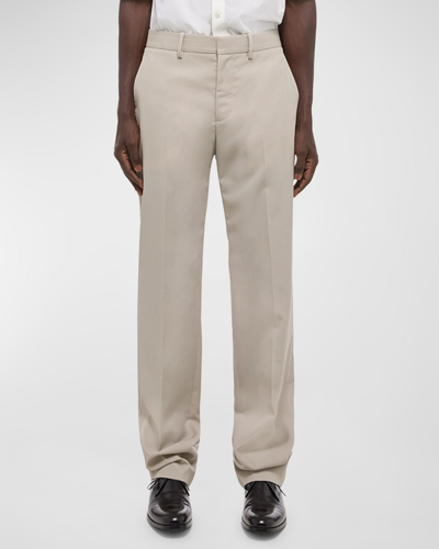 Shop Helmut Lang Men's Straight-leg Crepe Suit Pants In Sand