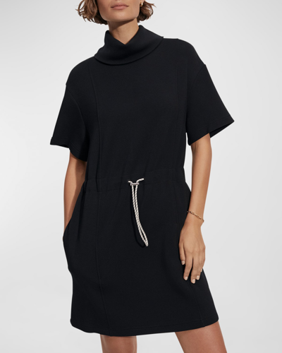 Shop Varley Sophie Turtleneck Mini Dress In Black