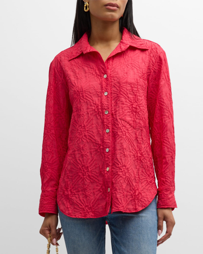 Shop Finley Andie Textured Jacquard Button-down Shirt In Raspberry