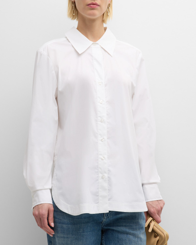 Shop Finley Sylvie Button-down Silky Poplin Shirt In White
