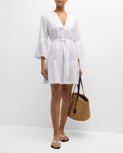 Shop Heidi Klein White Bay V-neck Belted Mini Dress In Wht-wht