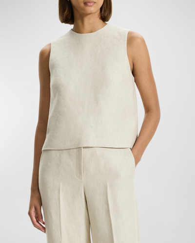 Shop Theory Linen Tweed Sleeveless Shell In Straw
