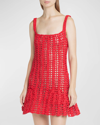 Shop Jw Anderson Crochet Mini Dress In Red