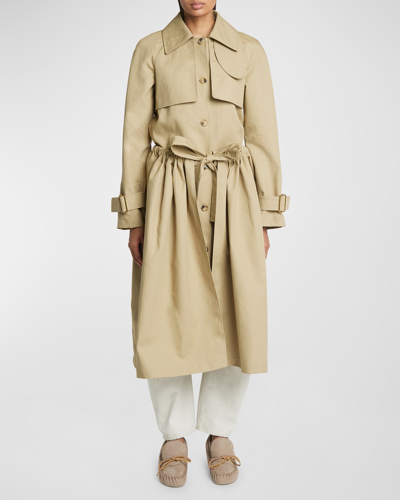 Shop Jw Anderson Gathered Waist Belted Trench Coat In Beige