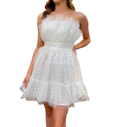Shop Main Strip Strapless Organza Mini Dress In White