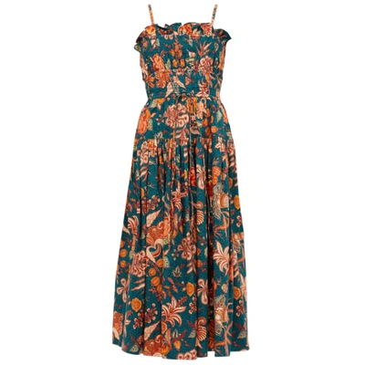 Shop Ulla Johnson Lisbet Midi Dress In Delphinium In Multi
