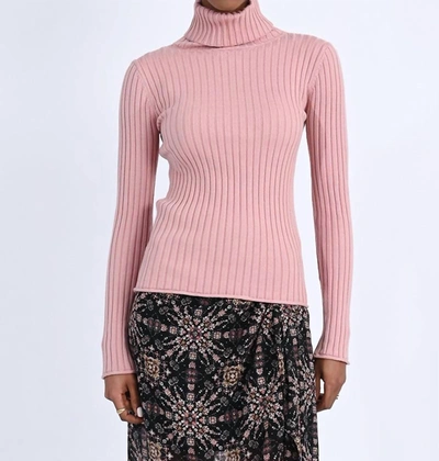 Shop Molly Bracken Ribbed Turtleneck Sweater In Pink