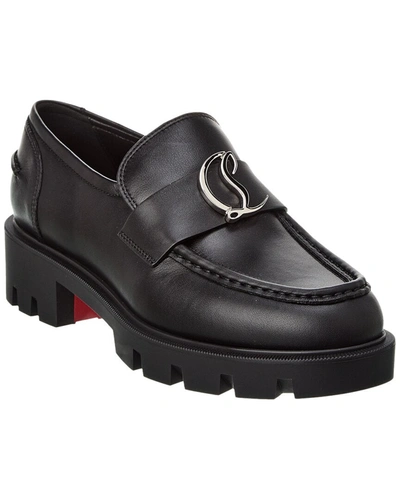 Shop Christian Louboutin Cl Moc Lug Leather Loafer In Black