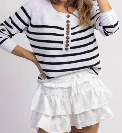 Shop Annva Fashion Sadler Striped Button Knit In White