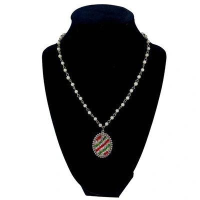 Pink Panache Women's Crystal Necklace In Red/white/green In Multi