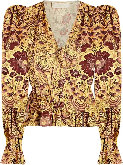 Ulla Johnson Women Ren Peplum Top Blouse In Amber In Brown