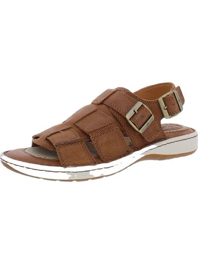 Shop Born Khela 21 Mens Open Toe Leather Ankle Strap In Brown