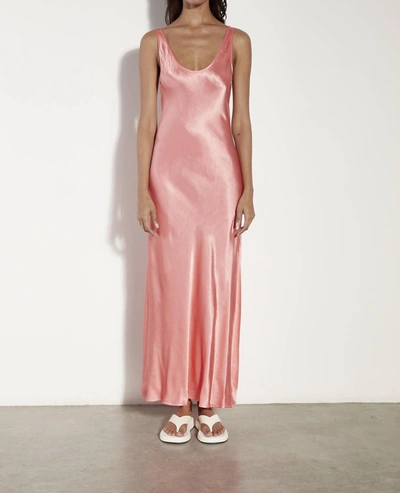 Shop Enza Costa Satin Tank Dress In Coral In Pink