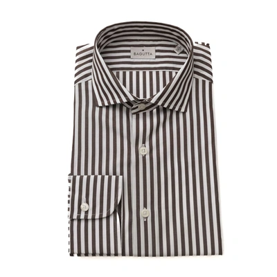 Shop Bagutta Elegant Medium Fit Shirt With French Men's Collar In Brown