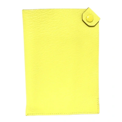 Shop Hermes Tarmac Leather Wallet () In Yellow