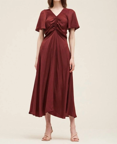 Shop Grade & Gather Gathered Front Maxi Dress In Vino In Red