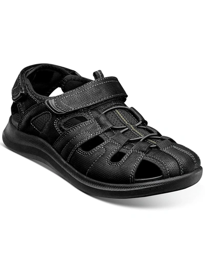 Shop Nunn Bush Rio Vista Mens Faux Leather Lightweight Fisherman Sandals In Black
