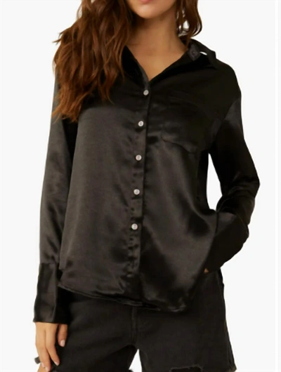 Shop Free People Shooting For The Moon Button Down Shirt In Black