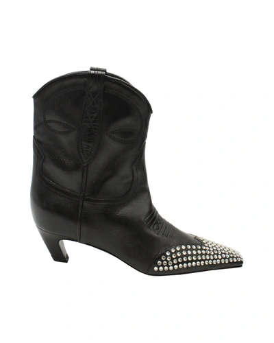 Shop Khaite Dallas Crystal-embellished Ankle Boots In Black Leather