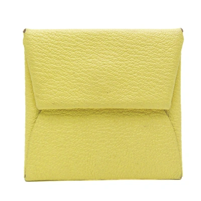 Shop Hermes Bastia Leather Wallet () In Green