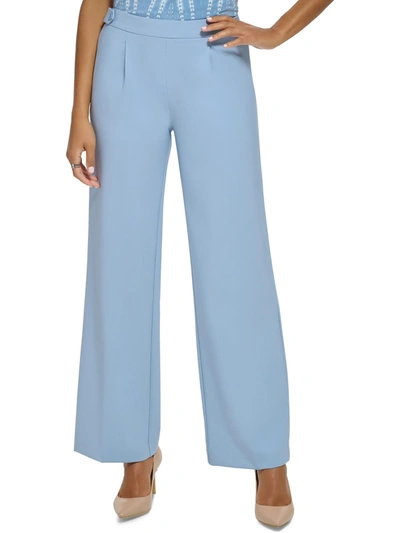 Shop Calvin Klein Womens Mid Rise Wide Leg Dress Pants In Blue