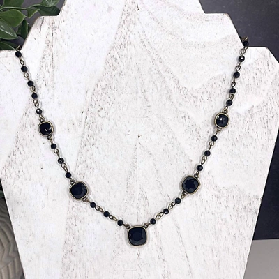Pink Panache Women's Faceted Beaded Necklace In Black In Black