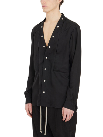 Shop Rick Owens Long-sleeved Button-up Shirt In Black