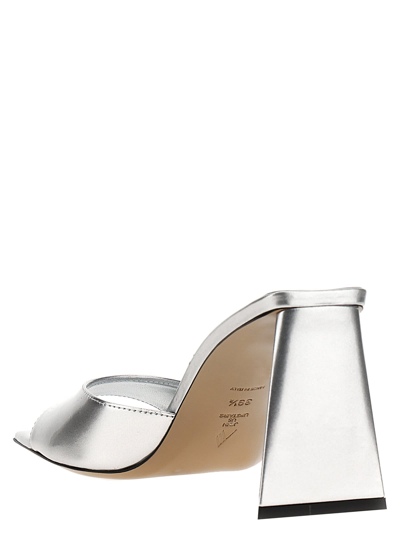 Attico Devon Metallic Platform Open Square Toe Mules In Silver