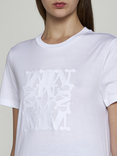 Shop Max Mara Taverna Logo Cotton T-shirt In Bianco
