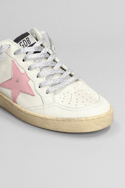 Shop Golden Goose Ball Star Sneakers In White/antique Pink