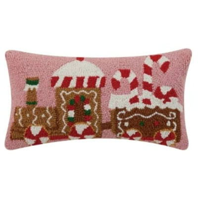 Shop Peking Handicraft 16"x9" Gingerbread Train With Candy Cane Swirls Hook Pillow In Pink