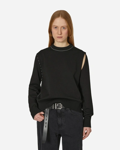 Shop Mm6 Maison Margiela Deconstructed Crewneck Sweater In Black