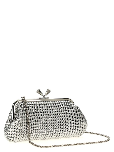 Shop Anya Hindmarch 'plaited Maud Tassel' Clutch In Silver