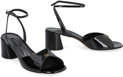Shop Casadei Tiffany Patent Leather Sandals In Black