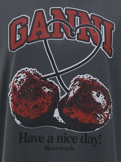 Shop Ganni T-shirts In Volcanic Ash