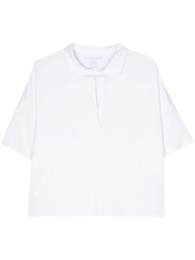 Shop Majestic Filatures Oversized Viscose Polo Shirt In White