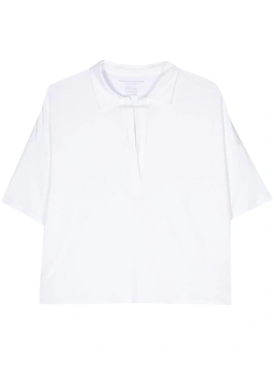 Majestic Oversized Viscose Polo Shirt In White